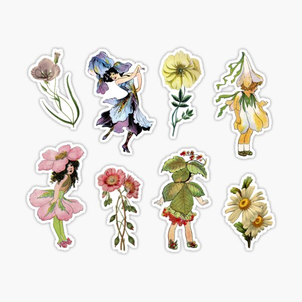 Flower Fairies Stickers Set, Vintage Garden Pixie Illustration Stickers,  Vintage Girls, Garden Fairy Ephemera -  Israel