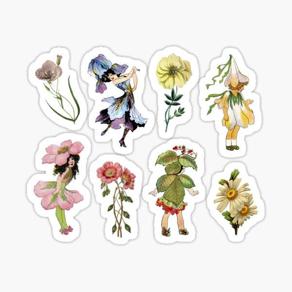 Flower Fairy Sticker Pack - Vintage Fairies Set Sticker