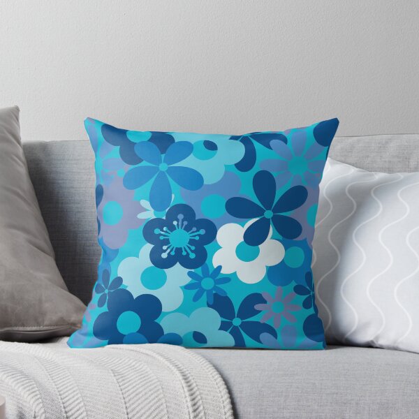 Item preview, Beautiful Cool Blues Flower Power Seamless Pattern Print designed and sold by ClaudiaFlores.