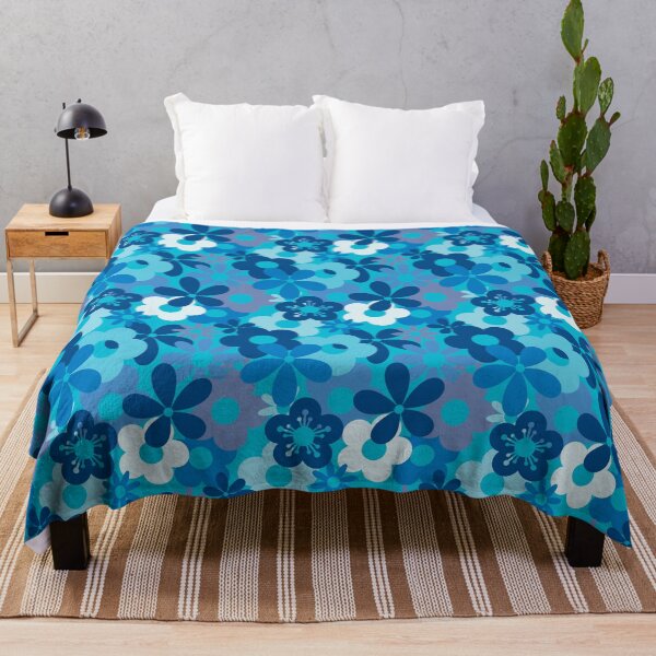 Item preview, Beautiful Cool Blues Flower Power Seamless Pattern Print designed and sold by ClaudiaFlores.