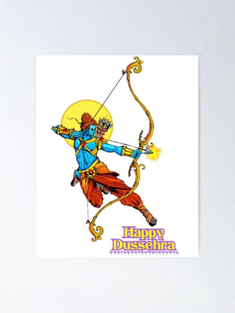 Happy Dussehra Wishes Greeting Card Design - Indiater