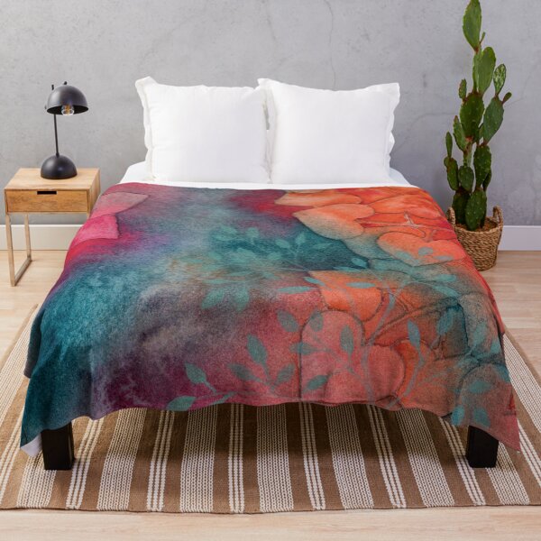 Item preview, Vibrant Peach, Pink, and Turquoise Leaves in Watercolor designed and sold by Kelly Roy.