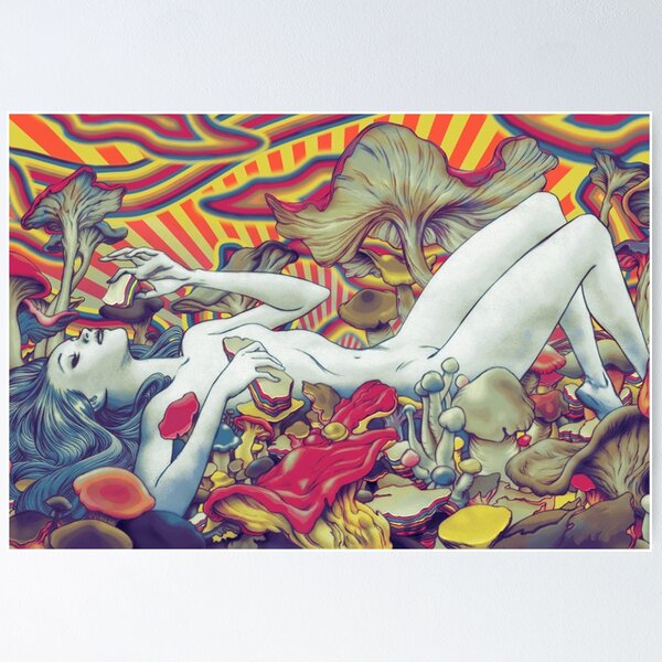 Item preview, Colorful Psychedelic Trippy Hippy Mushroom Woman 420 Shrooms Hippie Girl Art designed and sold by CanvasKnight.
