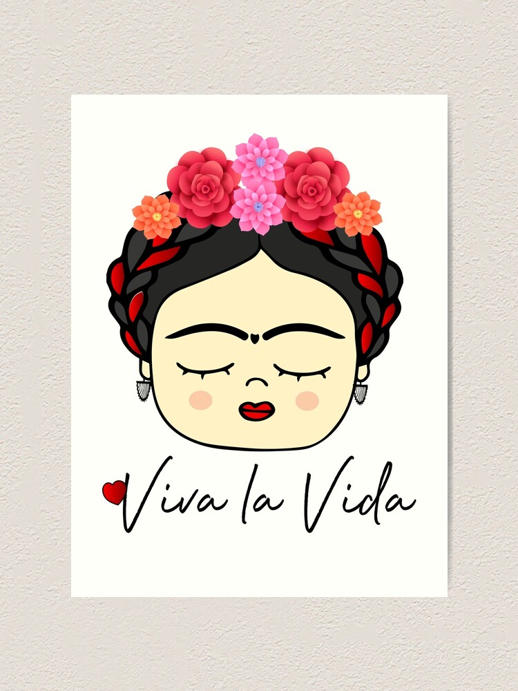 Lámina artística «Frida khalo dibujo Floral Viva la vida» de bluemango74 |  Redbubble