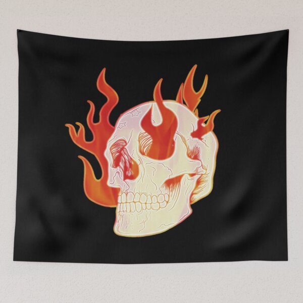 Item preview, Flaming Skull Face designed and sold by hempress.