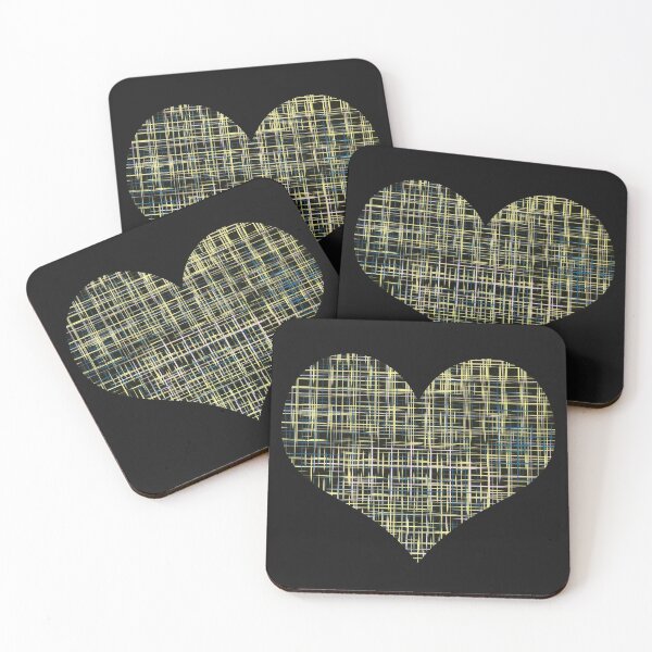 Item preview, Blue and Yellow Grid Modern Heart Shape Design designed and sold by AMSonArt.