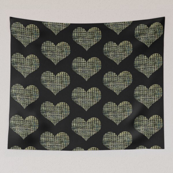Item preview, Blue and Yellow Grid Modern Heart Shape Design designed and sold by AMSonArt.