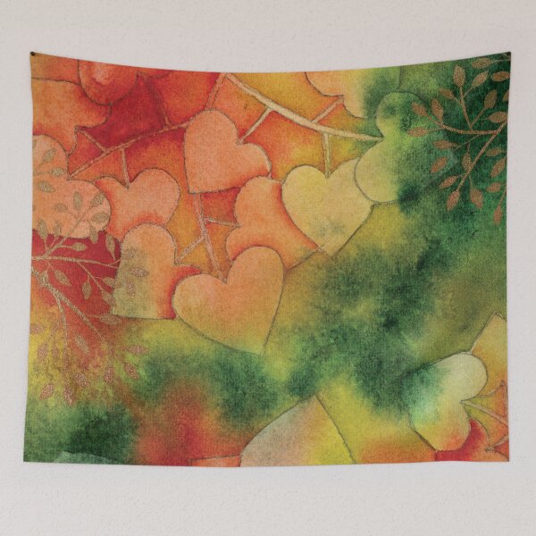 Aperçu de l'œuvre Feuilles d'automne rouges, jaunes et vertes à l'aquarelle créée et vendue par Kelly Roy.