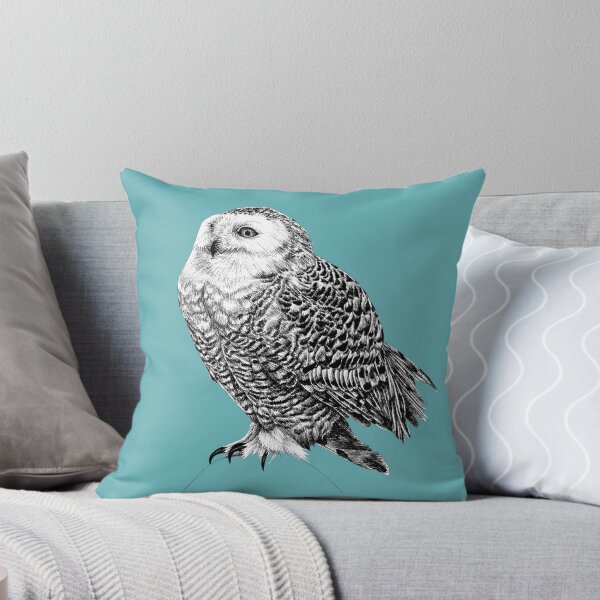 Item preview, Snowy Owl - black and white animal illustration designed and sold by LorenDowding.
