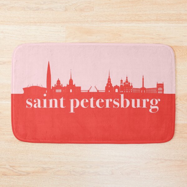 Item preview, minimalist saint petersburg skyline red and pink color block  designed and sold by neopop.