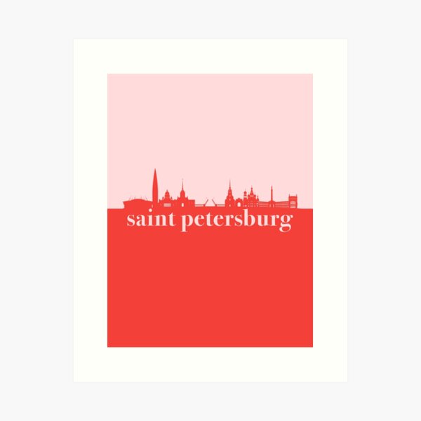 minimalist oslo skyline red and pink color block | Poster