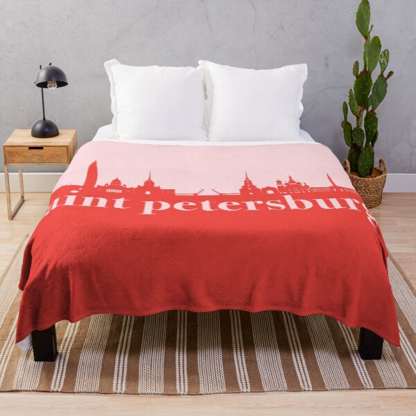 Item preview, minimalist saint petersburg skyline red and pink color block designed and sold by neopop.