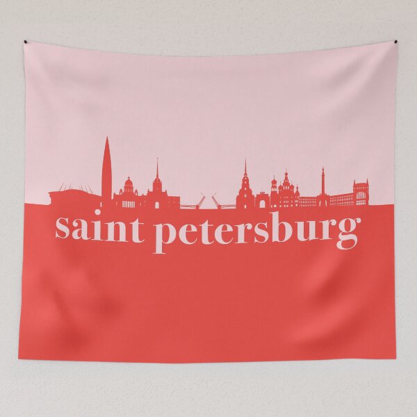 Item preview, minimalist saint petersburg skyline red and pink color block  designed and sold by neopop.