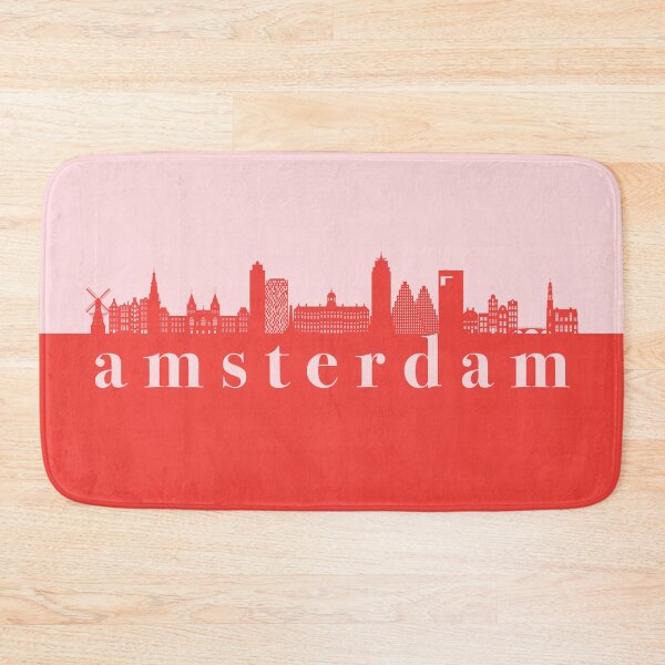 Item preview, minimalist amsterdam skyline red and pink color block  designed and sold by neopop.
