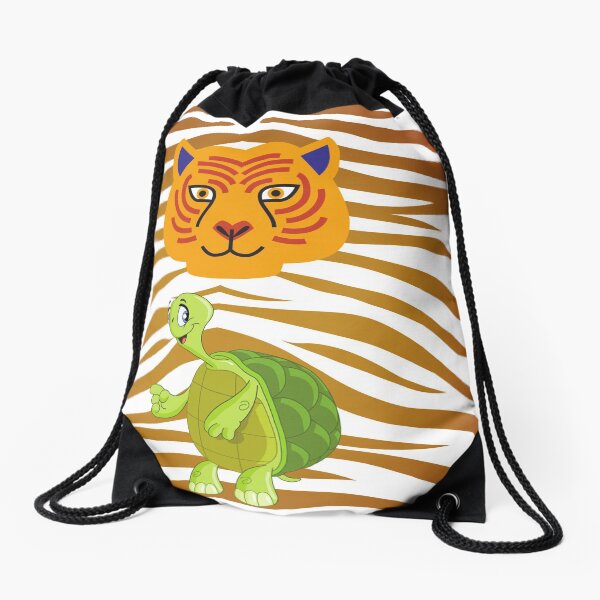 Sea turtle and a tiger Backpack - turtle and a tiger backpack Drawstring Bag