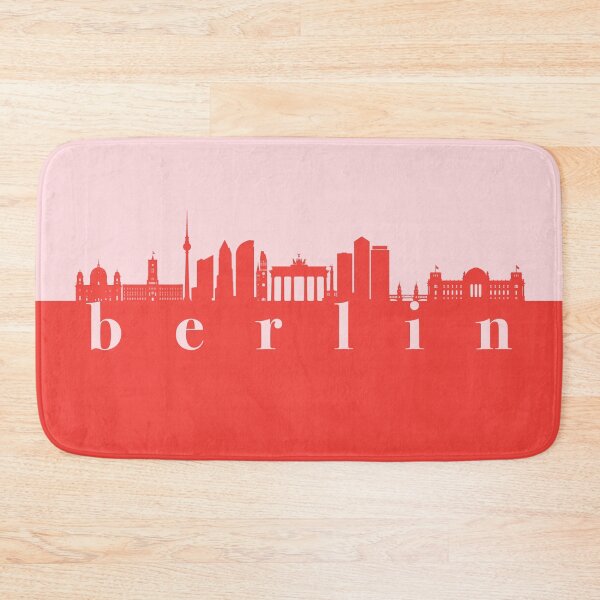 Item preview, minimalist berlin skyline red and pink color block  designed and sold by neopop.