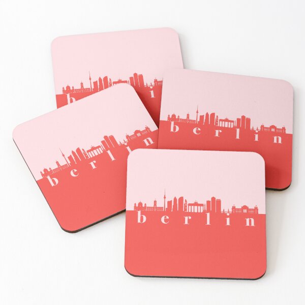 Artikelvorschau, minimalistischer berlin skyline roter und rosa farbblock entworfen und verkauft von neopop.