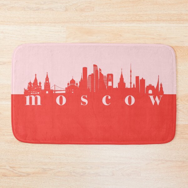 Item preview, minimalist moscow skyline red and pink color block  designed and sold by neopop.