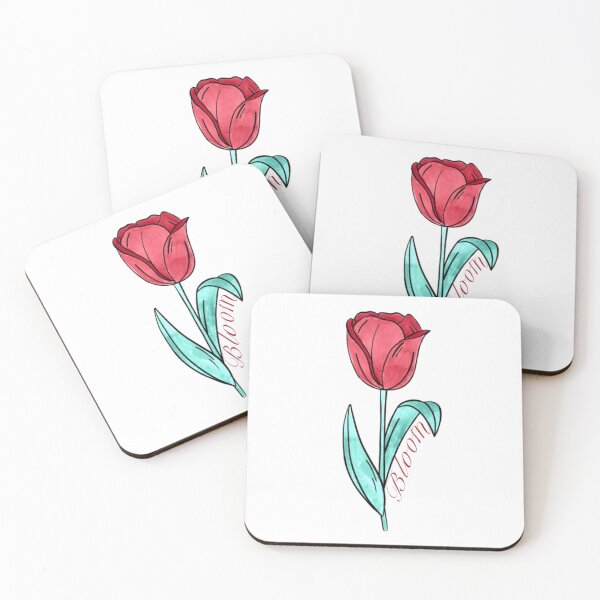 Artikelvorschau, Aquarell Tulpenblume mit Text "Blüte" entworfen und verkauft von Jennaviveart.