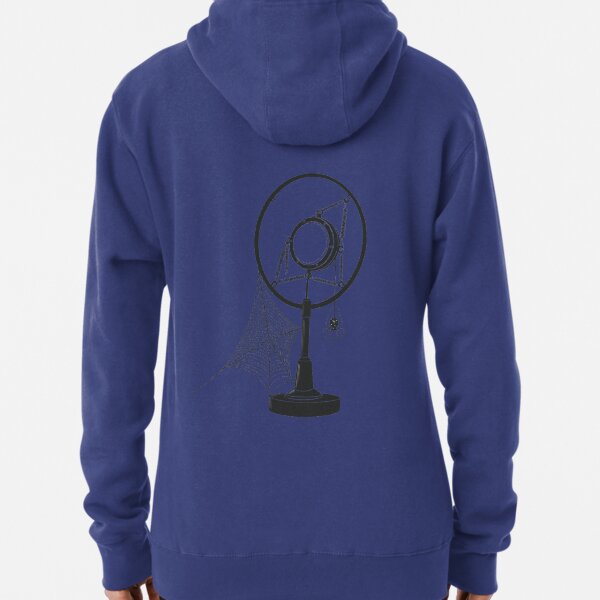 Retro Broken Radio Microphone with Starry Spider and Web Pullover Hoodie