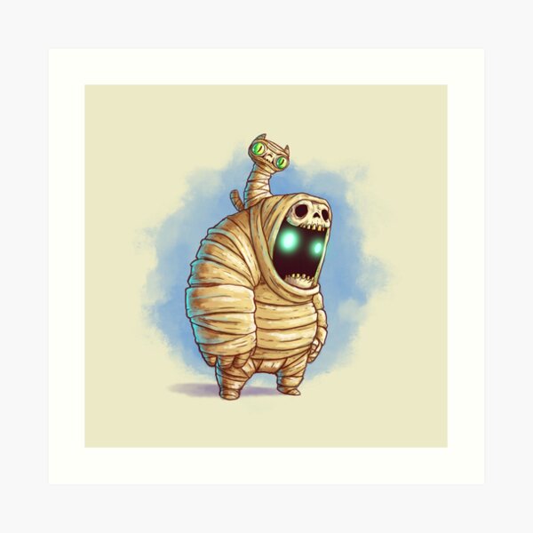 Mummy and feline companion Art Print