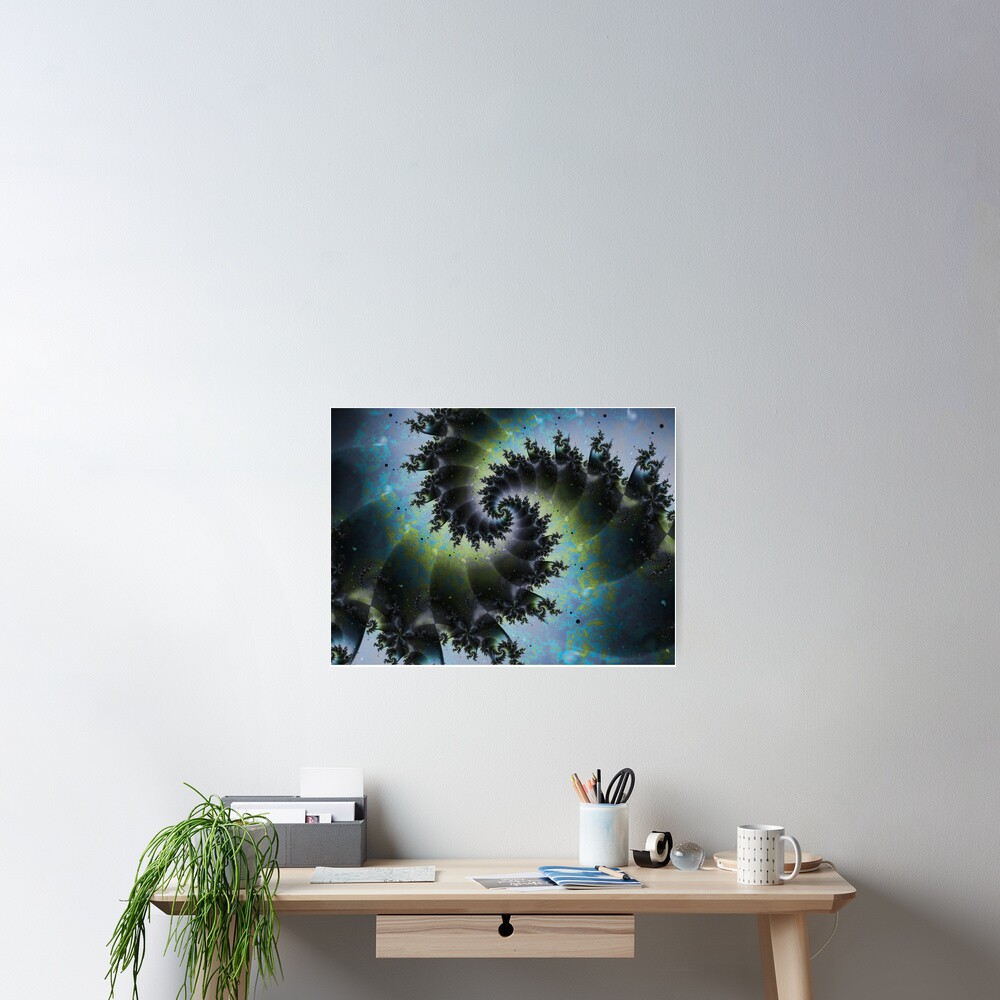 Blue Spiral Galaxy Poster