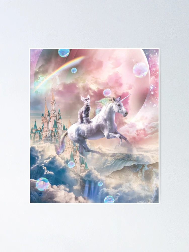 Galaxy Cat On Dinosaur Unicorn In Space Leggings by Random Galaxy