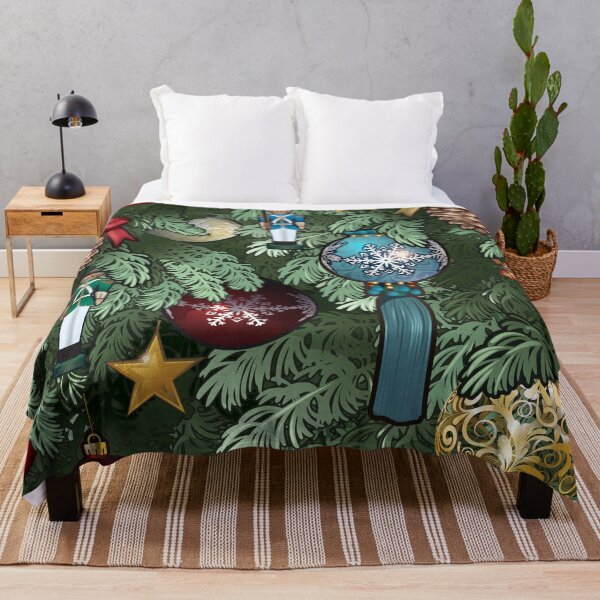 Holiday Tree Ornaments Throw Blanket