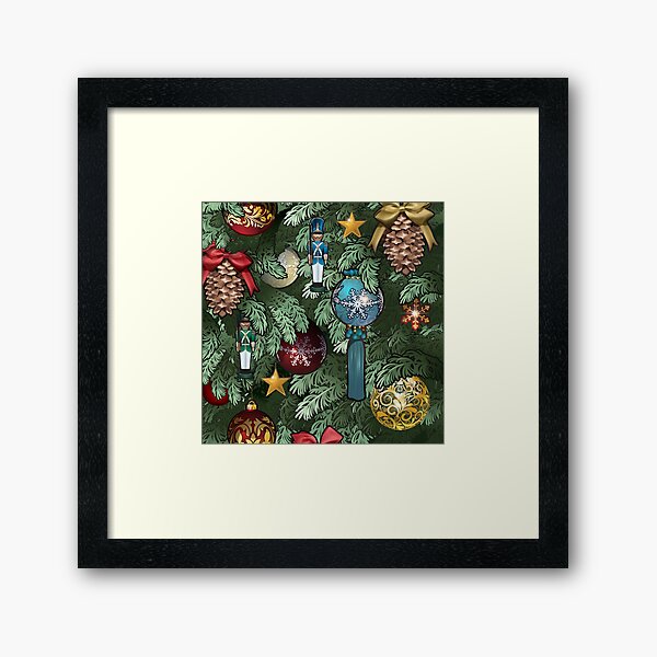 Holiday Tree Ornaments Framed Art Print