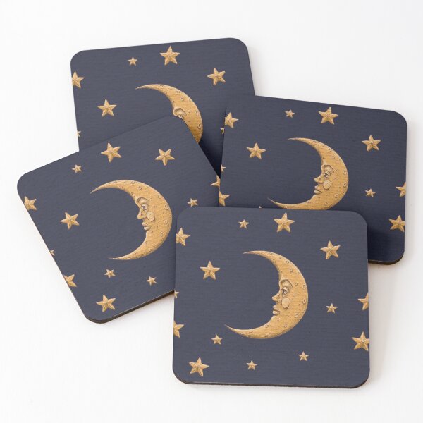 Item preview, Vintage Gold Moon And Stars on Blue designed and sold by magiccabin.
