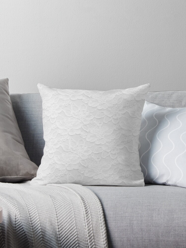 White Lace Pillow for Sale by ColorFlowArt Redbubble