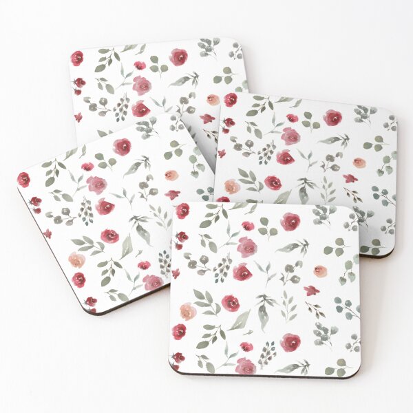 Item preview, Red and peach watercolour roses pattern designed and sold by StickinTogether.