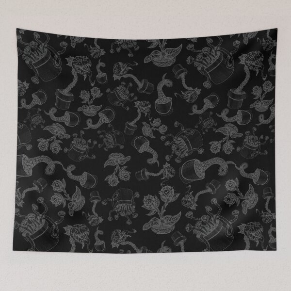 Item preview, Black Haunted Garden Plants Pen and Ink Pattern designed and sold by Ariana Dagan.