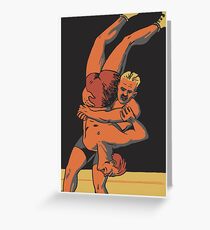 Retro-Freistil-Olympia-Wrestling Grußkarte