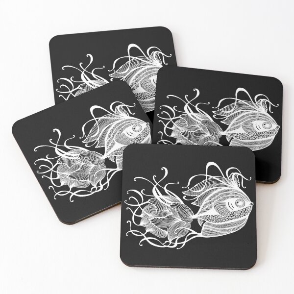 Item preview, Happy fish lines illustration fine art designed and sold by line212line.