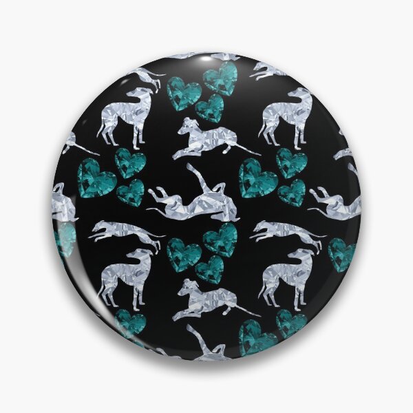 Artikelvorschau, Windhund-Diamanten mit blaugrünen Edelsteinherzen entworfen und verkauft von GreytGraphicals.