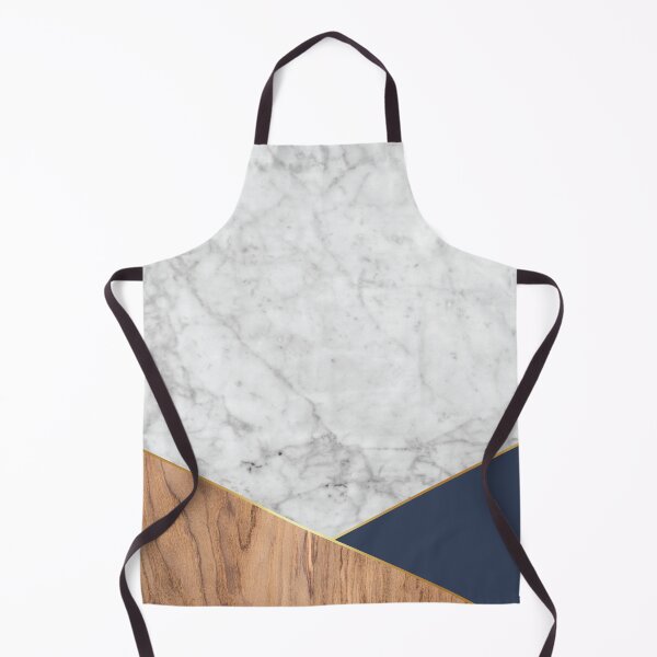 Item preview, Geometric White Marble - Wood & Navy #599 designed and sold by Natural Collective.