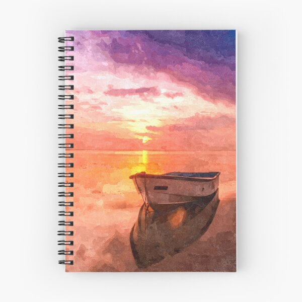 Artikelvorschau, Boot auf einem Sonnenuntergangsstrand entworfen und verkauft von Hurasham.