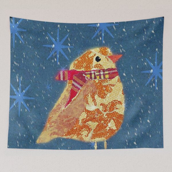 Item preview, Torn Paper Bird with Plaid Scarf designed and sold by RDBcreations.