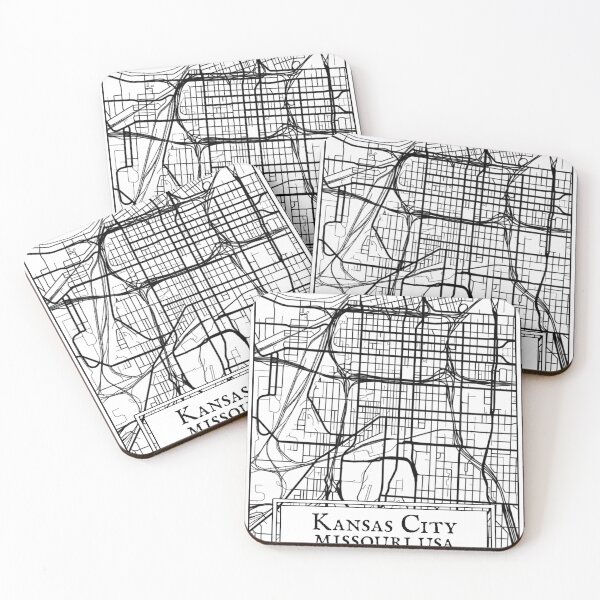 Item preview, Kansas City, Missouri - Black and White Map designed and sold by OLMontana.