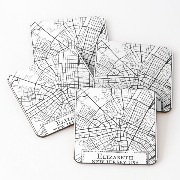 Item preview, Elizabeth, New Jersey - Black and White Map designed and sold by OLMontana.
