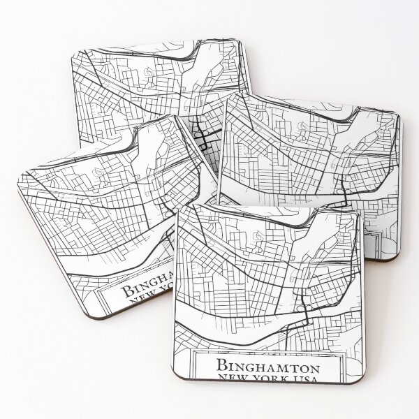 Item preview, Binghamton, New York - Black and White Map designed and sold by OLMontana.