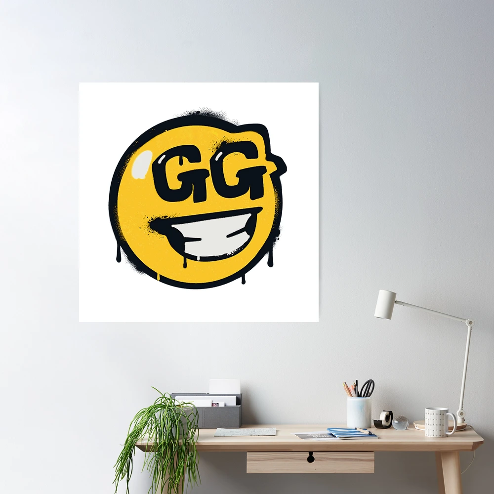 Graffiti de cara sonriente con GG P ster