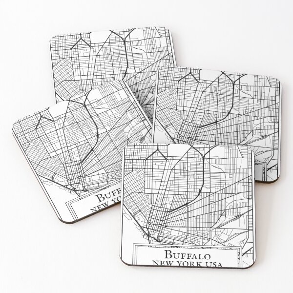 Item preview, Buffalo, New York - Black and White Map designed and sold by OLMontana.