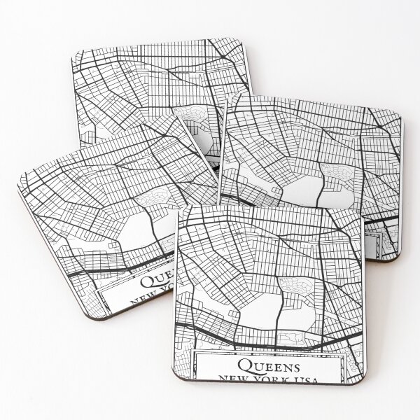 Item preview, Queens, New York - Black and White Map designed and sold by OLMontana.