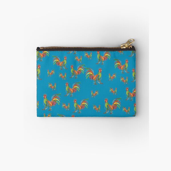 Aperçu de l'œuvre Motif Punky Rooster sur gris bleu créée et vendue par AJLeibengeist.