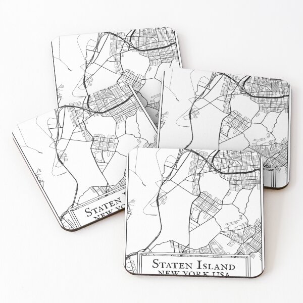 Item preview, Staten Island, New York - Black and White Map designed and sold by OLMontana.