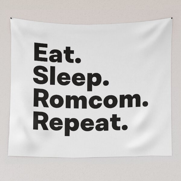 Item preview, Eat Sleep Romcom Repeat designed and sold by teesaurus.