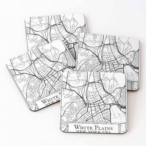 Item preview, White Plains, New York - Black and White Map designed and sold by OLMontana.