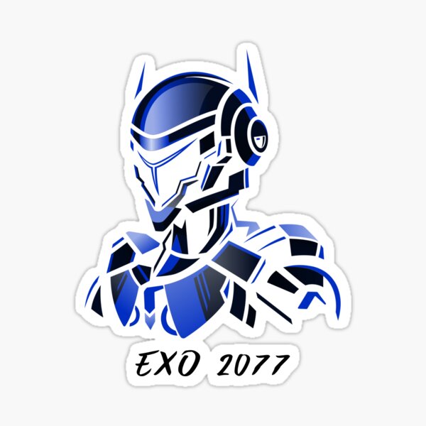 "Exo 2077 Futuristic Exoskeleton Suit" Sticker for Sale by OInitials